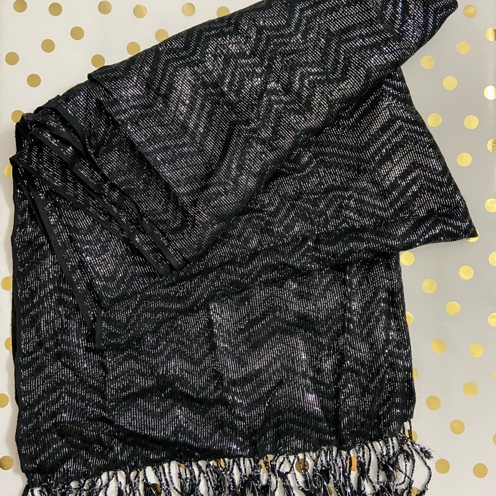 Black and Silver Metallic Chevron Design Scarf